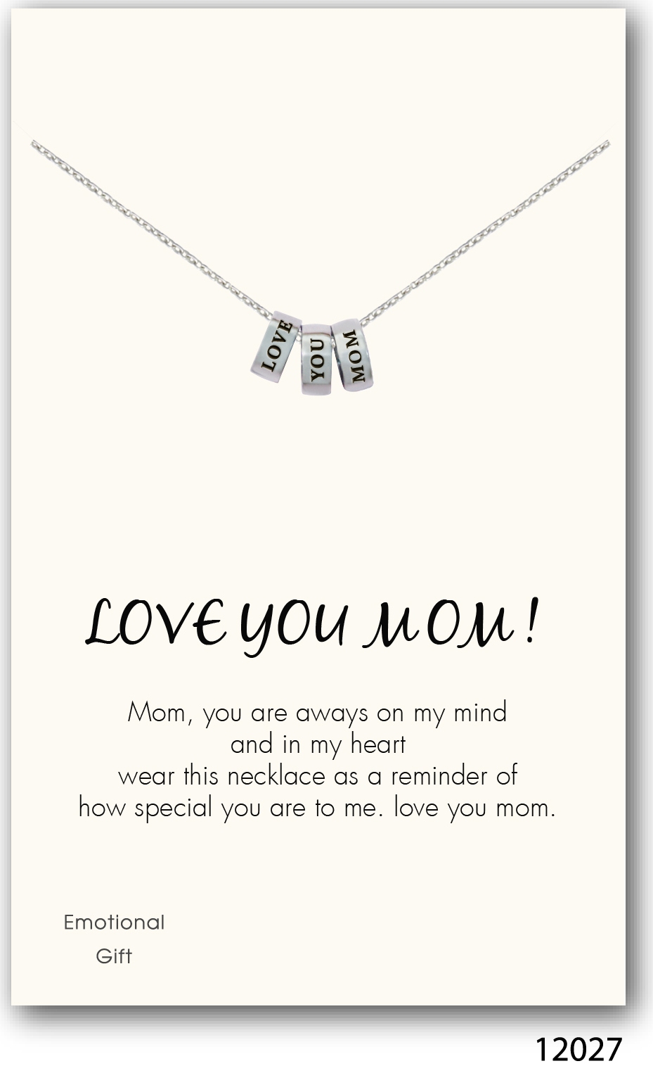 Love you mom silver pendant